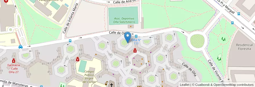 Mapa de ubicacion de OÑA, CALLE, DE,111 en Испания, Мадрид, Мадрид, Área Metropolitana De Madrid Y Corredor Del Henares, Мадрид.