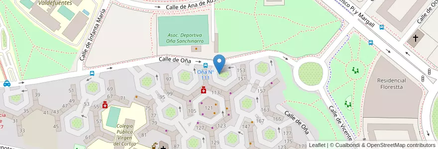 Mapa de ubicacion de OÑA, CALLE, DE,111 en スペイン, マドリード州, Comunidad De Madrid, Área Metropolitana De Madrid Y Corredor Del Henares, Madrid.