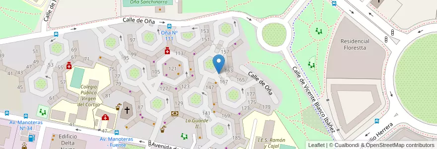 Mapa de ubicacion de OÑA, CALLE, DE,167 en إسبانيا, منطقة مدريد, منطقة مدريد, Área Metropolitana De Madrid Y Corredor Del Henares, مدريد.
