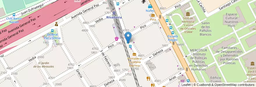 Mapa de ubicacion de Once & Pico, Nuñez en Аргентина, Буэнос-Айрес, Буэнос-Айрес, Comuna 13.