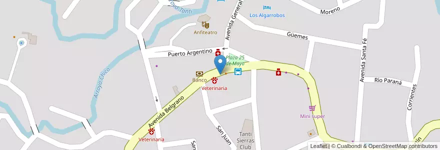 Mapa de ubicacion de One en 阿根廷, Córdoba, Departamento Punilla, Pedanía San Roque, Municipio De Tanti, Tanti.