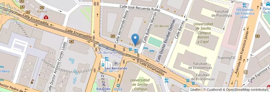 Mapa de ubicacion de O'Neill's en スペイン, アンダルシア州, Sevilla, セビリア.
