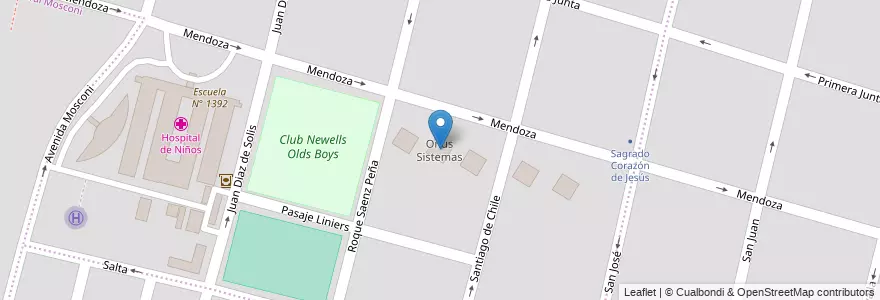 Mapa de ubicacion de Onus Sistemas en Arjantin, Santa Fe, Departamento La Capital, Santa Fe Capital, Santa Fe.