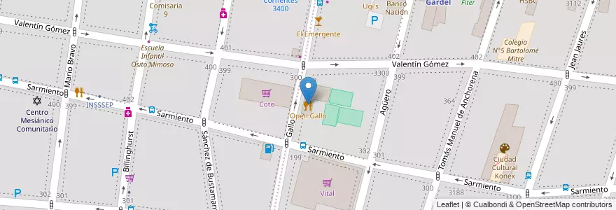 Mapa de ubicacion de Open Gallo, Balvanera en Argentinien, Ciudad Autónoma De Buenos Aires, Comuna 5, Buenos Aires.