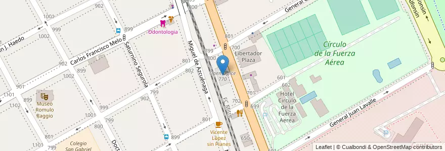 Mapa de ubicacion de Open Office 770 en Argentina, Buenos Aires, Partido De Vicente López, Vicente López.