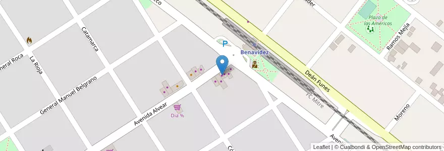 Mapa de ubicacion de Óptica Benavidez en アルゼンチン, ブエノスアイレス州, Partido De Tigre, Benavídez.