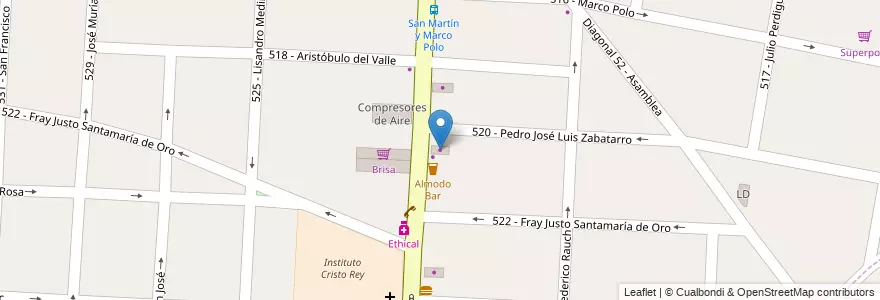 Mapa de ubicacion de Optica Contactologia en الأرجنتين, بوينس آيرس, Partido De Tres De Febrero, Caseros.