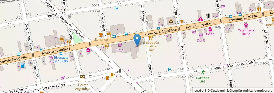 Mapa de ubicacion de Optica Laver, Villa Luro en Arjantin, Ciudad Autónoma De Buenos Aires, Comuna 9, Buenos Aires, Comuna 10.