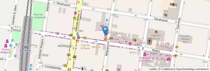 Mapa de ubicacion de Optica Maipu en Argentine, Province De Buenos Aires, Partido De Lomas De Zamora, Banfield.