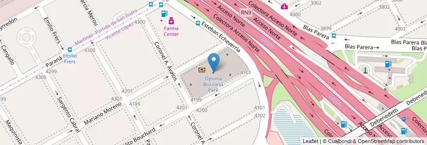 Mapa de ubicacion de Optima Business Park en Arjantin, Buenos Aires, Partido De San Isidro.