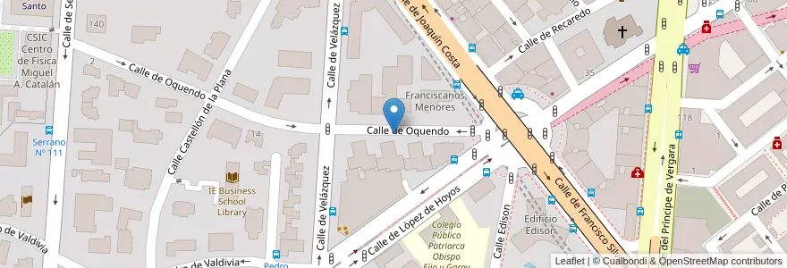 Mapa de ubicacion de OQUENDO, CALLE, DE,18 en اسپانیا, بخش خودمختار مادرید, بخش خودمختار مادرید, Área Metropolitana De Madrid Y Corredor Del Henares, مادرید.