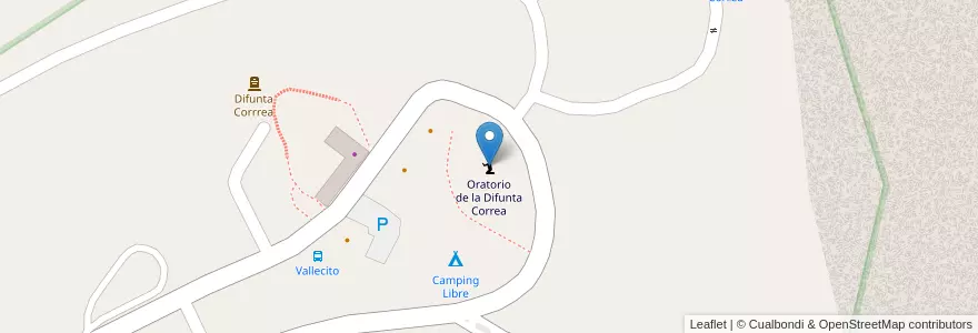 Mapa de ubicacion de Oratorio de la Difunta Correa en Arjantin, San Juan, Şili, Caucete.