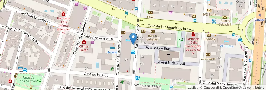 Mapa de ubicacion de ORENSE, CALLE, DE,69 en Испания, Мадрид, Мадрид, Área Metropolitana De Madrid Y Corredor Del Henares, Мадрид.