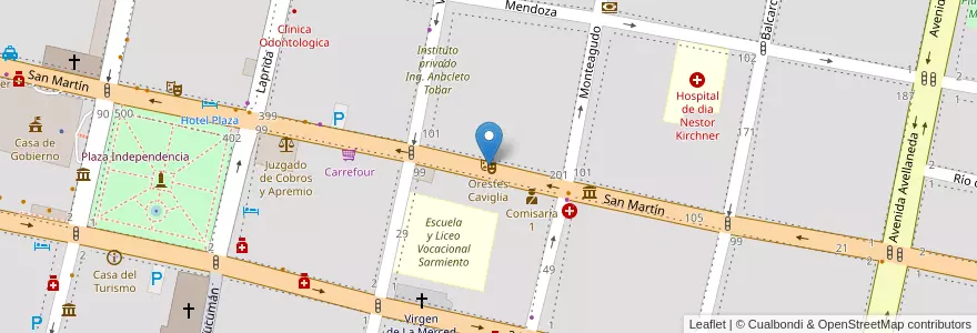 Mapa de ubicacion de Orestes Caviglia en آرژانتین, Tucumán, San Miguel De Tucumán, Departamento Capital, San Miguel De Tucumán.