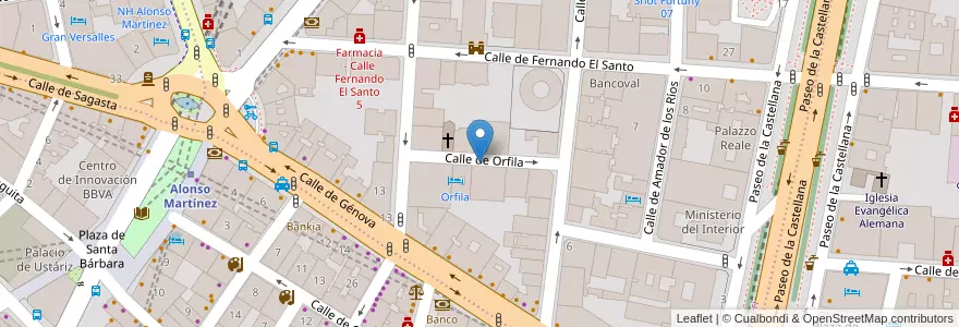 Mapa de ubicacion de ORFILA, CALLE, DE,8 en Espanha, Comunidade De Madrid, Comunidade De Madrid, Área Metropolitana De Madrid Y Corredor Del Henares, Madrid.