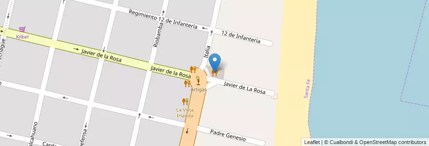 Mapa de ubicacion de Orfilia Restaurant en 阿根廷, Santa Fe, Departamento La Capital, Santa Fe Capital.
