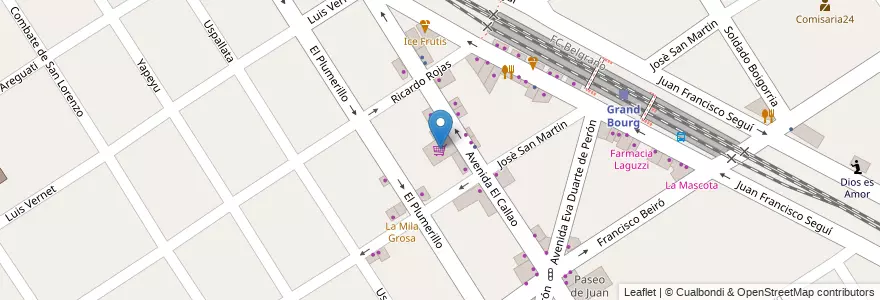 Mapa de ubicacion de Oriente Supermercados en Arjantin, Buenos Aires, Partido De Malvinas Argentinas, Grand Bourg.