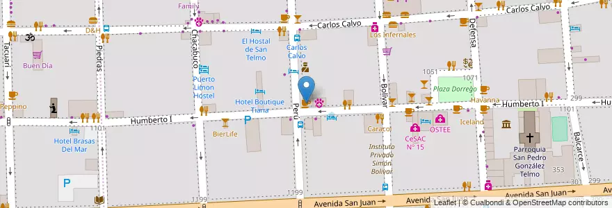 Mapa de ubicacion de Origen Cafe, San Telmo en Аргентина, Буэнос-Айрес, Comuna 1, Буэнос-Айрес.