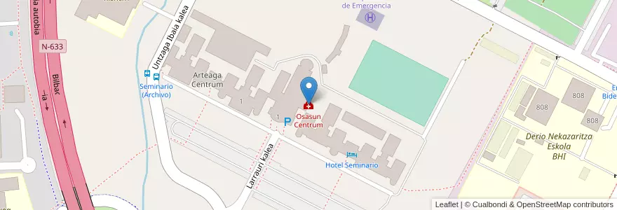 Mapa de ubicacion de Osasun Centrum en Spanien, Autonome Gemeinschaft Baskenland, Bizkaia, Bilboaldea, Derio.