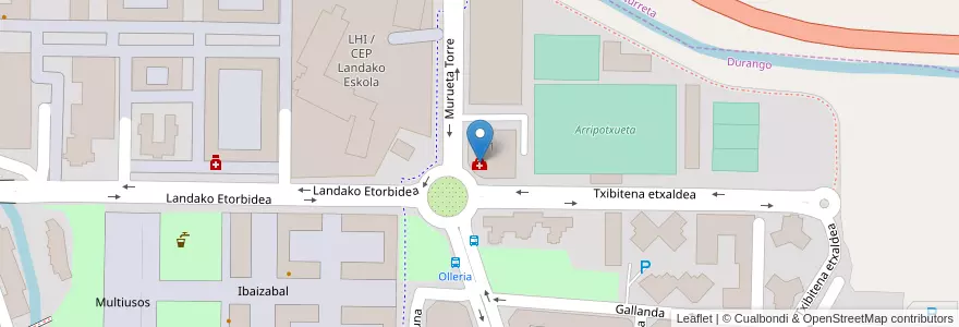 Mapa de ubicacion de Osasun zentrua Landako Centro de salud en Испания, Страна Басков, Bizkaia, Durangaldea.
