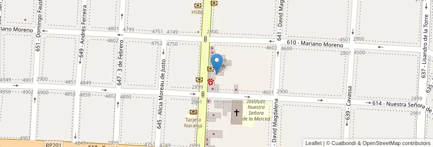 Mapa de ubicacion de OSDE Binario en Arjantin, Buenos Aires, Partido De Tres De Febrero, Caseros.