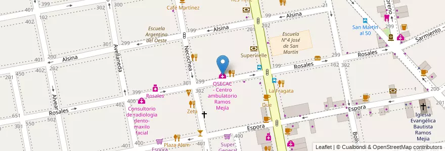 Mapa de ubicacion de OSECAC - Centro ambulatorio Ramos Mejía en Argentina, Provincia Di Buenos Aires, Partido De La Matanza, Ramos Mejía.