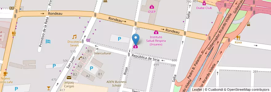 Mapa de ubicacion de OSEP - Salud Mental en Аргентина, Чили, Мендоса, Departamento Capital, Sección 2ª Barrio Cívico, Ciudad De Mendoza.