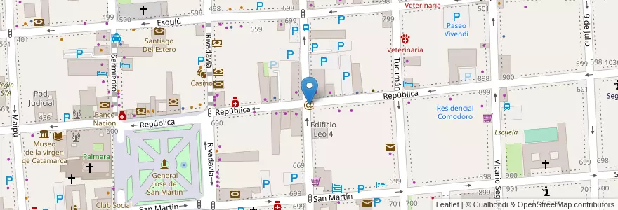 Mapa de ubicacion de Osiris Comunicaciones - Drugstore - Cargas Virtuales - SUBE en آرژانتین, Catamarca, Departamento Capital, Municipio De San Fernando Del Valle De Catamarca, San Fernando Del Valle De Catamarca.