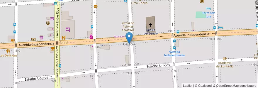 Mapa de ubicacion de Ossacra, Constitucion en Arjantin, Ciudad Autónoma De Buenos Aires, Comuna 1, Buenos Aires.