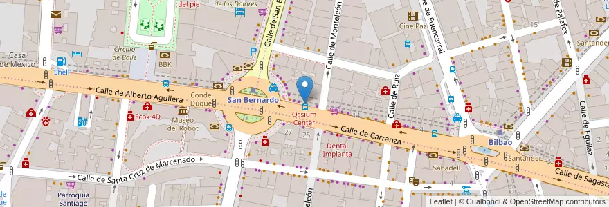 Mapa de ubicacion de Ossium Center en Espanha, Comunidade De Madrid, Comunidade De Madrid, Área Metropolitana De Madrid Y Corredor Del Henares, Madrid.
