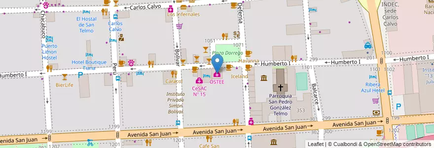 Mapa de ubicacion de OSTEE, San Telmo en 아르헨티나, Ciudad Autónoma De Buenos Aires, Comuna 1, 부에노스아이레스.