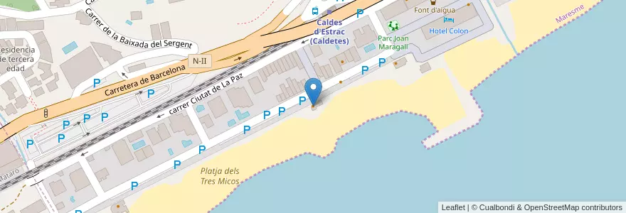 Mapa de ubicacion de Ostre Sí en Spagna, Catalunya, Barcelona, Maresme, Caldes D'Estrac.
