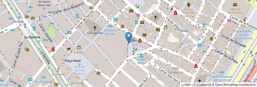 Mapa de ubicacion de Oviso en İspanya, Catalunya, Barcelona, Barcelonès, Barcelona.