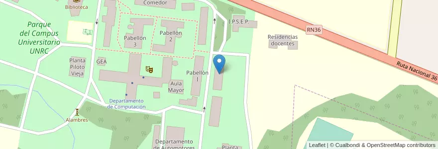 Mapa de ubicacion de Pabellón 1 en Argentine, Córdoba, Departamento Río Cuarto, Pedanía Río Cuarto, Municipio De Las Higueras, Las Higueras.