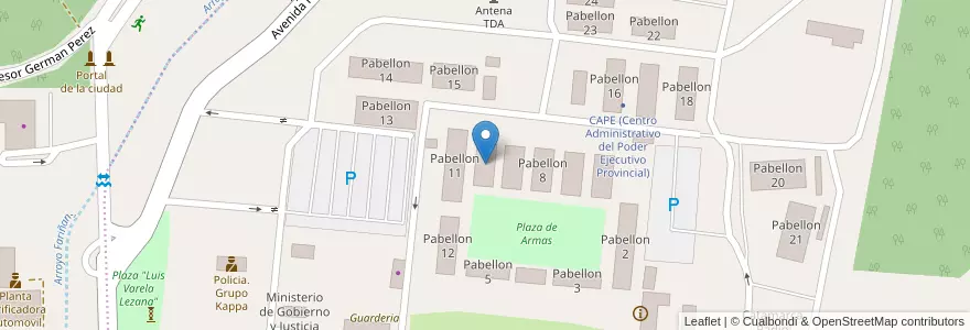 Mapa de ubicacion de Pabellon 10 en Arjantin, Catamarca, Departamento Capital, Municipio De San Fernando Del Valle De Catamarca, San Fernando Del Valle De Catamarca.
