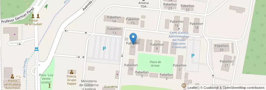 Mapa de ubicacion de Pabellon 11 en Argentinië, Catamarca, Departamento Capital, Municipio De San Fernando Del Valle De Catamarca, San Fernando Del Valle De Catamarca.