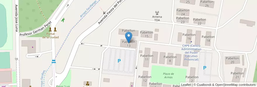 Mapa de ubicacion de Pabellon 13 en Argentinië, Catamarca, Departamento Capital, Municipio De San Fernando Del Valle De Catamarca, San Fernando Del Valle De Catamarca.