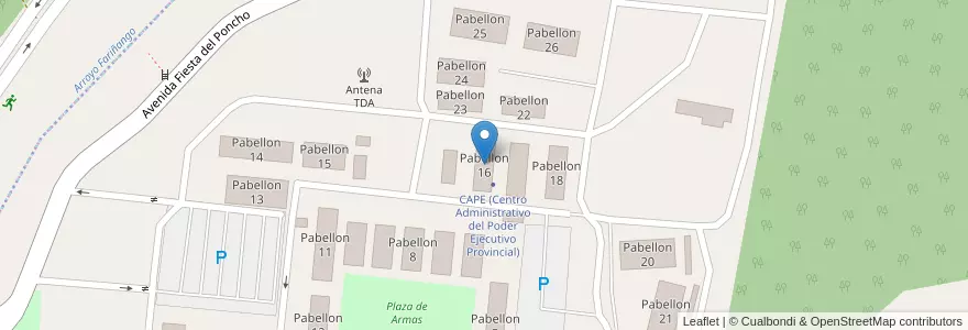 Mapa de ubicacion de Pabellon 16 en Arjantin, Catamarca, Departamento Capital, Municipio De San Fernando Del Valle De Catamarca, San Fernando Del Valle De Catamarca.