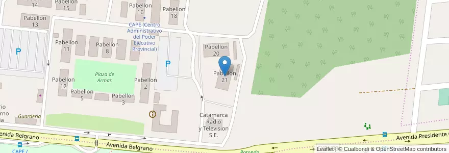 Mapa de ubicacion de Pabellon 21 en 阿根廷, Catamarca, Departamento Capital, Municipio De San Fernando Del Valle De Catamarca, San Fernando Del Valle De Catamarca.
