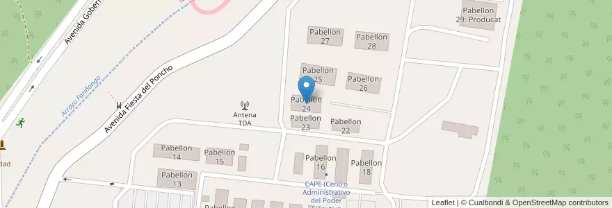 Mapa de ubicacion de Pabellon 24 en アルゼンチン, カタマルカ州, Departamento Capital, Municipio De San Fernando Del Valle De Catamarca, San Fernando Del Valle De Catamarca.