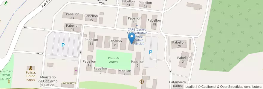 Mapa de ubicacion de Pabellon 6 en アルゼンチン, カタマルカ州, Departamento Capital, Municipio De San Fernando Del Valle De Catamarca, San Fernando Del Valle De Catamarca.