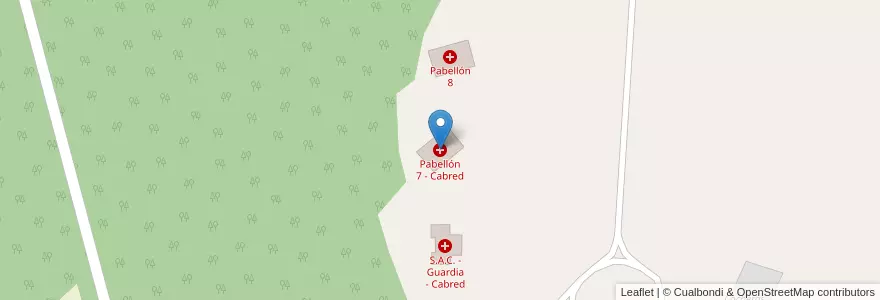 Mapa de ubicacion de Pabellón 7 - Cabred en 阿根廷, 布宜诺斯艾利斯省, Partido De Luján.