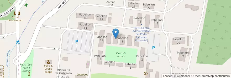 Mapa de ubicacion de Pabellon 9 en 아르헨티나, Catamarca, Departamento Capital, Municipio De San Fernando Del Valle De Catamarca, San Fernando Del Valle De Catamarca.