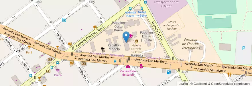 Mapa de ubicacion de Pabellón Central, Agronomia en アルゼンチン, Ciudad Autónoma De Buenos Aires, ブエノスアイレス, Comuna 11.
