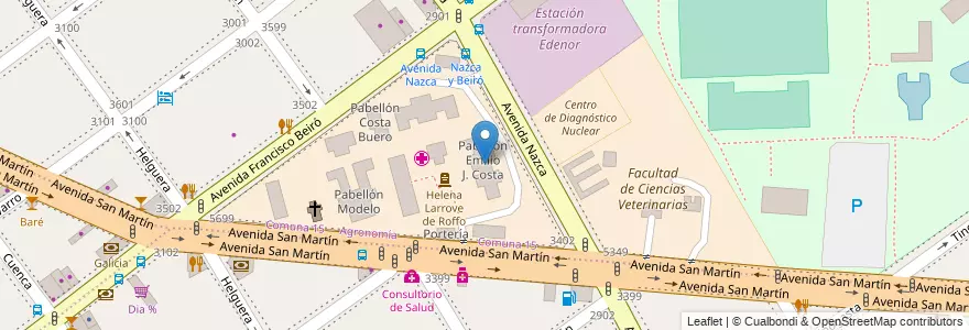 Mapa de ubicacion de Pabellón Emilio J. Costa, Agronomia en 아르헨티나, Ciudad Autónoma De Buenos Aires, 부에노스아이레스, Comuna 11.
