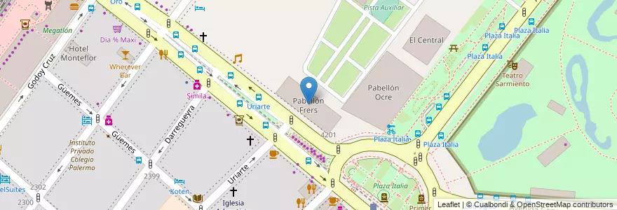 Mapa de ubicacion de Pabellón Frers, Palermo en آرژانتین, Ciudad Autónoma De Buenos Aires, Buenos Aires, Comuna 14.