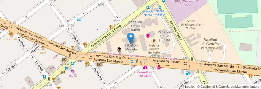 Mapa de ubicacion de Pabellón Modelo, Agronomia en Argentina, Ciudad Autónoma De Buenos Aires, Buenos Aires, Comuna 11.