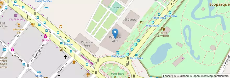 Mapa de ubicacion de Pabellón Ocre, Palermo en Arjantin, Ciudad Autónoma De Buenos Aires, Buenos Aires, Comuna 14.