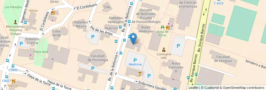 Mapa de ubicacion de Pabellón Perú en Аргентина, Кордова, Departamento Capital, Pedanía Capital, Córdoba, Municipio De Córdoba.