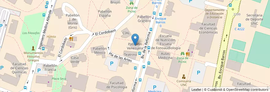 Mapa de ubicacion de Pabellón Venezuela en Аргентина, Кордова, Departamento Capital, Pedanía Capital, Córdoba, Municipio De Córdoba.